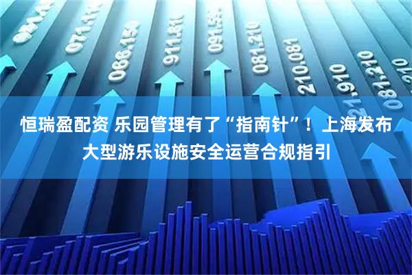 恒瑞盈配资 乐园管理有了“指南针”！上海发布大型游乐设施安全运营合规指引