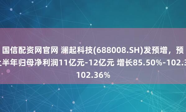 国信配资网官网 澜起科技(688008.SH)发预增，预计上半年归母净利润11亿元-12亿元 增长85.50%-102.36%