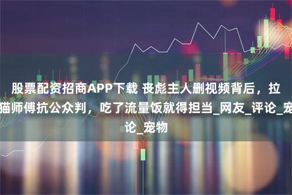 股票配资招商APP下载 丧彪主人删视频背后，拉车猫师傅抗公众判，吃了流量饭就得担当_网友_评论_宠物